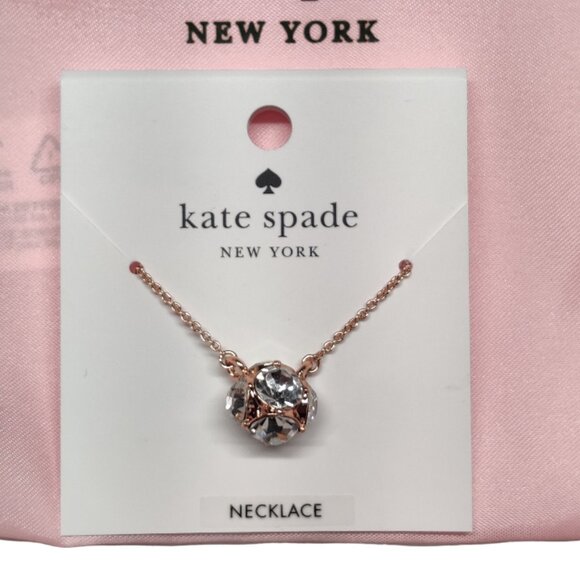 Kate Spade New York Lady Marmalade Mini Sphere Pendant Necklace Clear Rose Gold - Picture 1 of 5